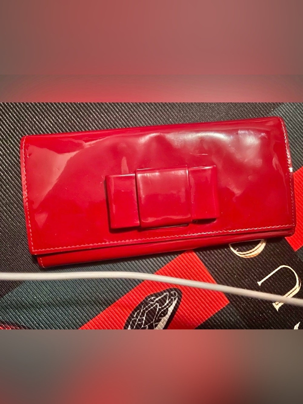 Rare Miu Miu red wallet with bow accent